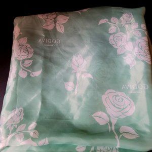 Mint green with white roses Godiva Scarf